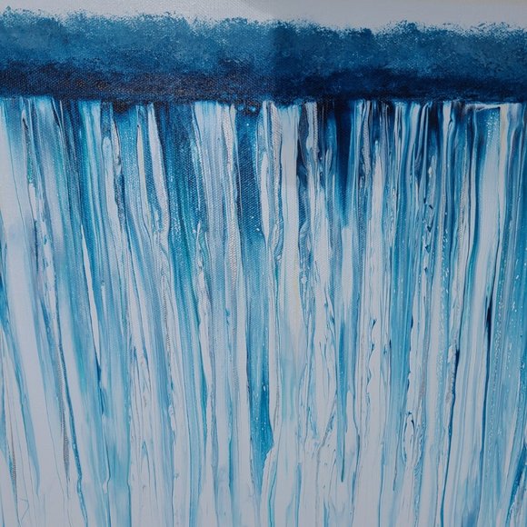 24x18 Acrylic Swipe Wall Art, Blues, Pearl, White, Waterfall Over the Edge - Picture 8 of 11